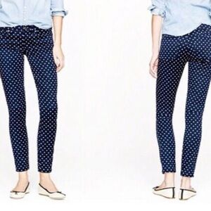 J. Crew Jeans Women’s 32 Blue White Polka Dot Toothpick Skinny NWOT!
